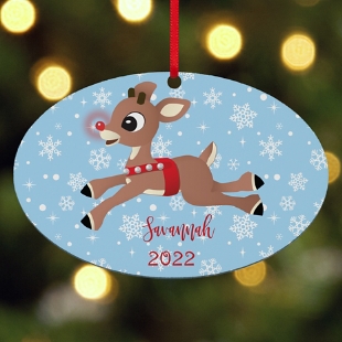 Rudolph® Snowflake Oval Bauble