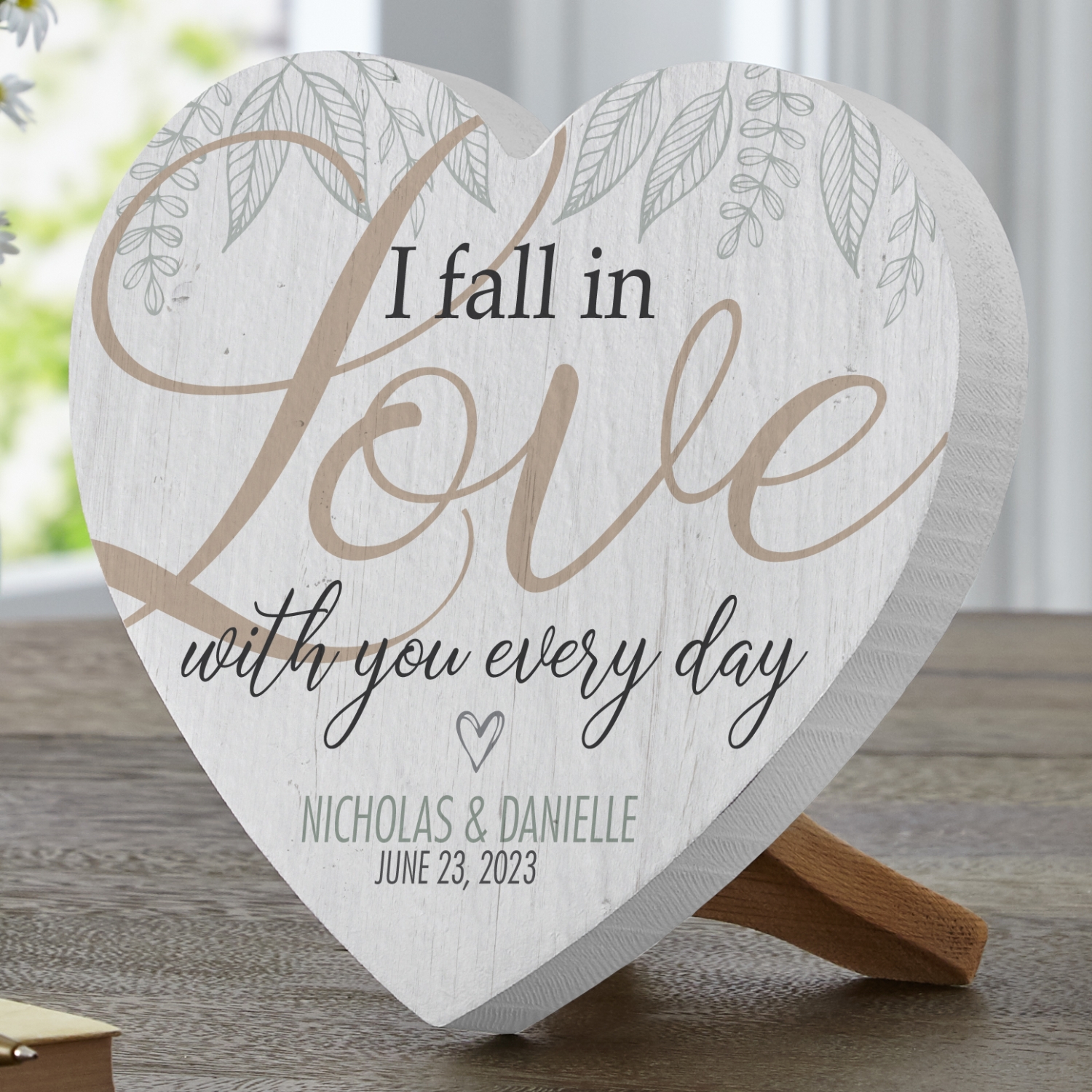 Love Blossoms Personalized Wooden Heart