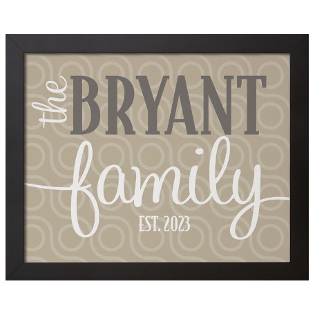 Modern Family Name Framed Canvas - Tan 11x14