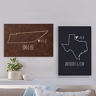 Our Home State Leather Wall Art