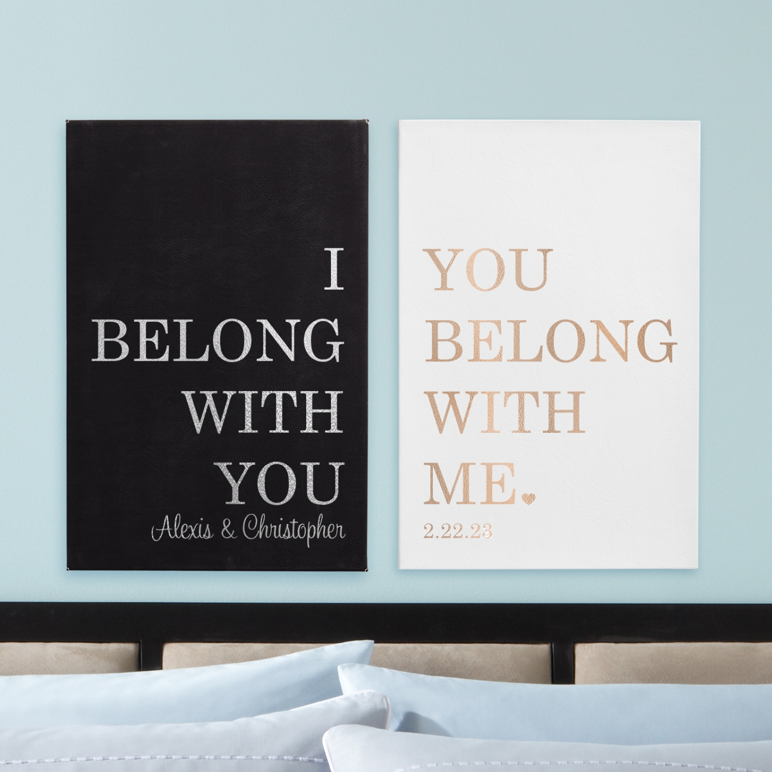 We Belong Together Leather Wall Art Set