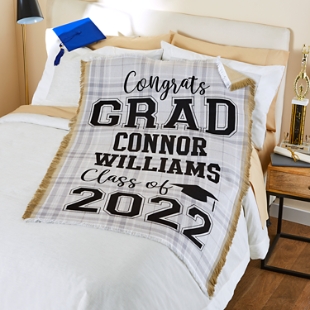 Plaid Grad Throw Blanket