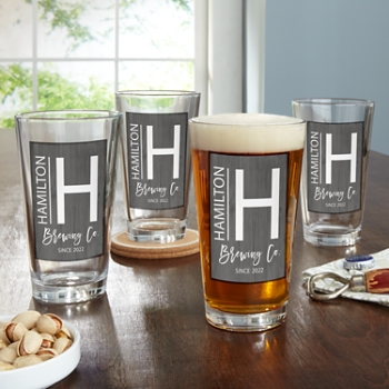 Contemporary Name Personalized Pint Beer Glass