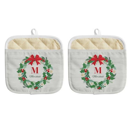 Festive Wreath Pot Holder - Set of 2