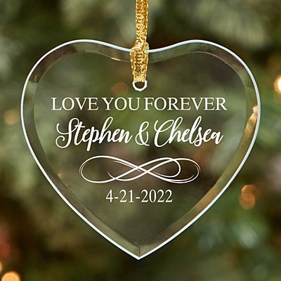 Love You Forever Glass Heart Ornament