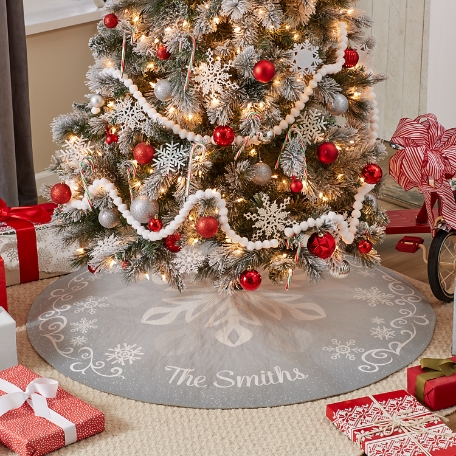 Snowflake Frost Quilted Tree Skirt
