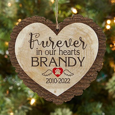 Furever in Our Hearts Pet Rustic Wood Heart Ornament