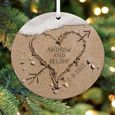 Heart in Sand Round Ornament