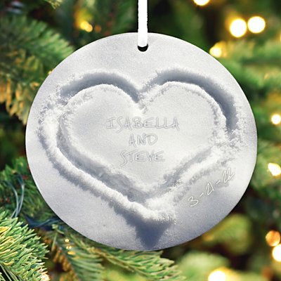 Heart in Snow Round Ornament
