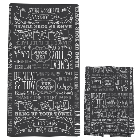Bathroom Rules Bath Towel Set - Gray              