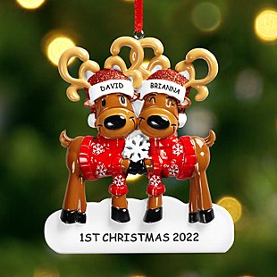 Cozy Reindeer Couple Ornament