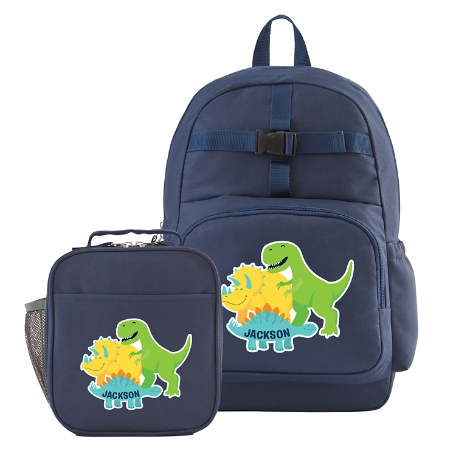 Fun Graphic Navy Backpack + Lunchbox Set - Dinosaurs