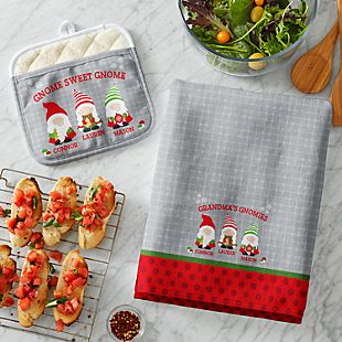 Holiday Gnome Family Kitchen Towel & Pot Holder Set