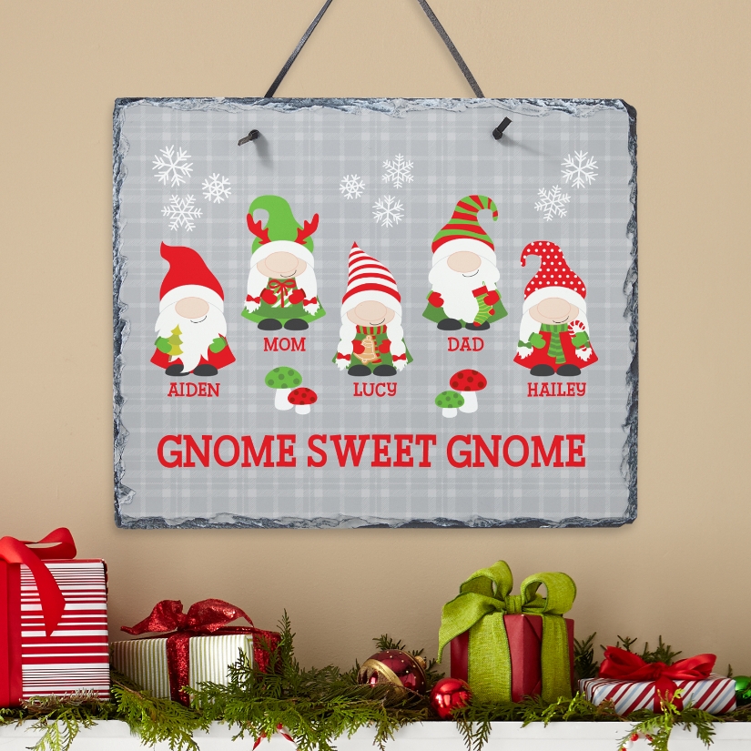 Festive Gnome Family Personalized Slate at Gifts.com
