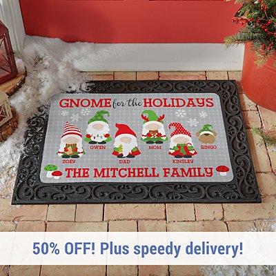 Christmas Gnome Family Doormat