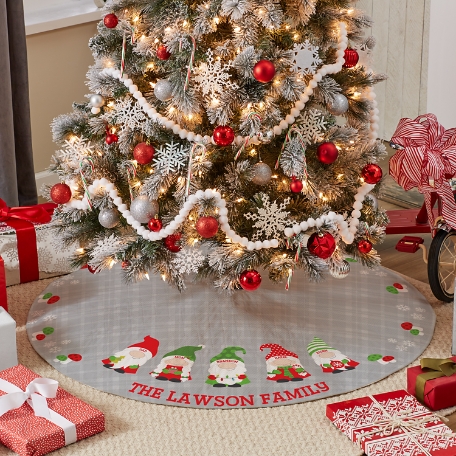 Holiday Gnome Family Quilted Tree Skirt