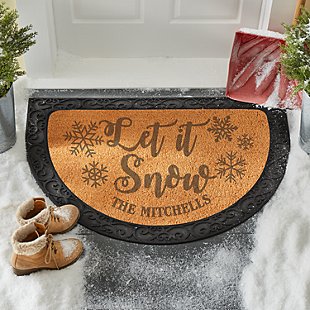 Let It Snow Half Round Coir Doormat