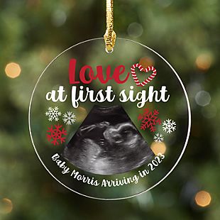 Love at First Sight Sonogram Photo Round Ornament