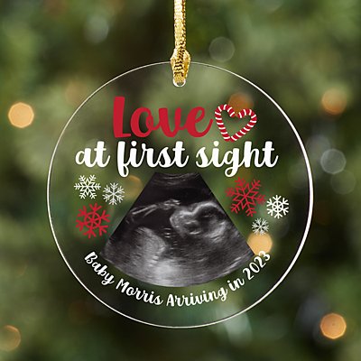 Love at First Sight Sonogram Photo Round Ornament