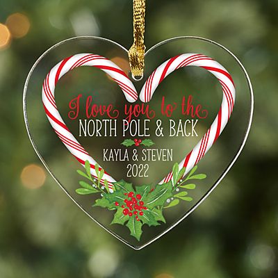 Love You to the North Pole & Back Heart Ornament