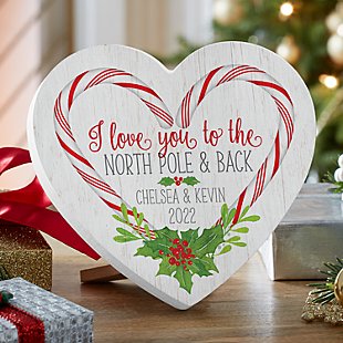 Love You to the North Pole & Back Wood Heart