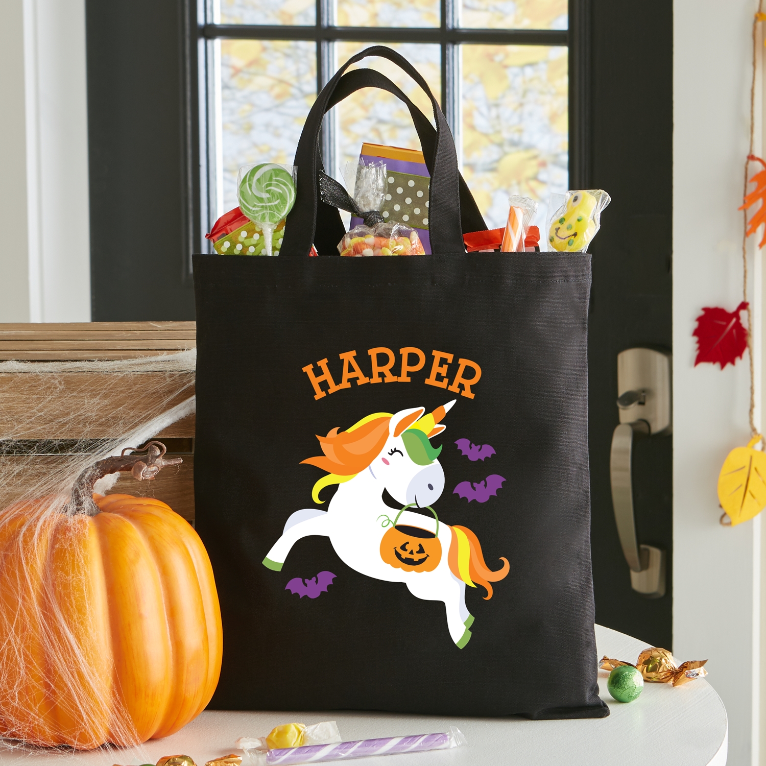 People People Personalized Halloween Tote Bags w/Name for Girls Boys -  Custom Candy Trick or Treating - Customized Kids Party Favors - Canvas  Goodie