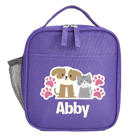 Fun Graphic Purple Lunch Box - Puppy+Kitten