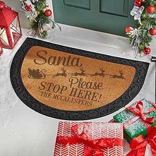 Santa Stop Here Half Round Coir Doormat