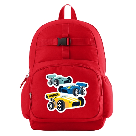Fun Graphic Red Backpack - Race Cars