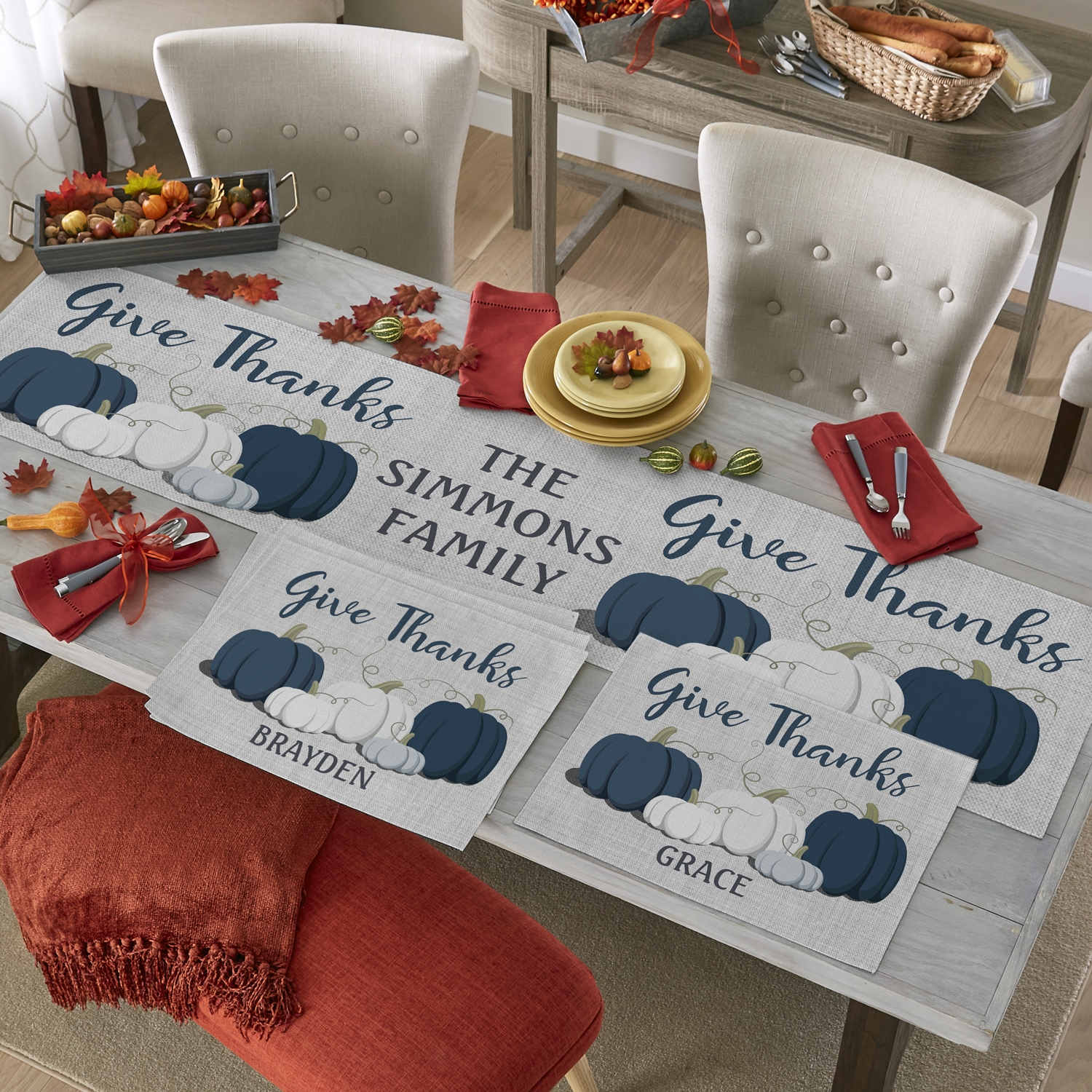 Thankful Pumpkins Table Runner