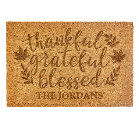 Thankful Grateful Blessed Coir Doormat - 24x36