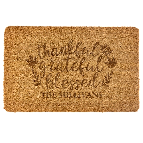 Thankful Grateful Blessed Coir Doormat - 17x27