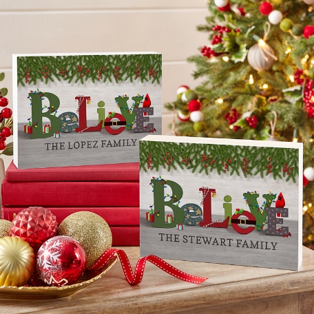 Believe Christmas Wood Block