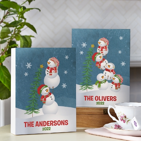 Lovable Snowmen Wood Block