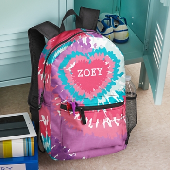Tie Dye Heart Print Backpack