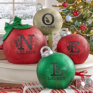 Holly Initial Glitter Light-Up Table Top Ornament