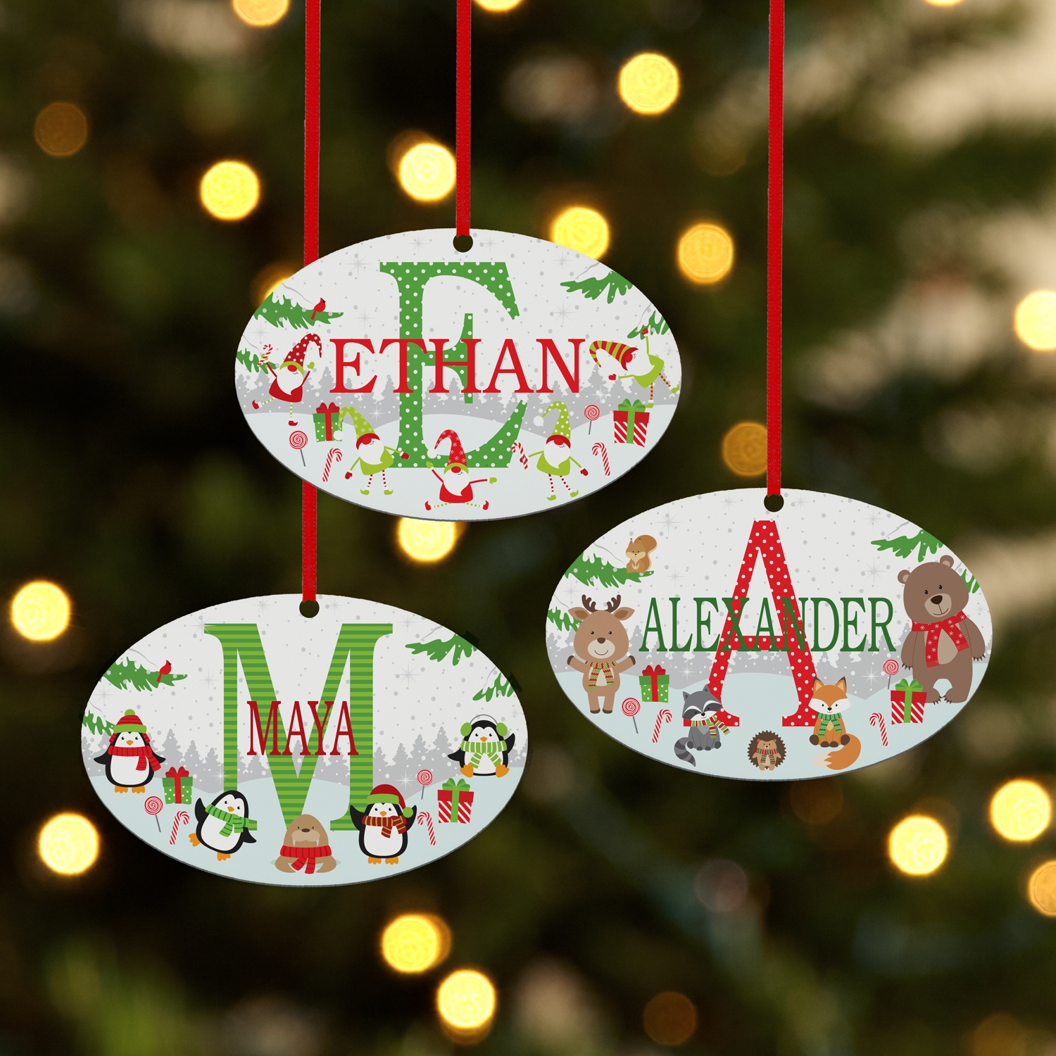 Custom Name Personalized Christmas Glass Ornament HA75 897816