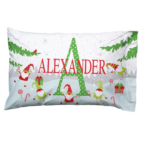 My Own Name Holiday Pillowcase -Microfiber- Gnomes