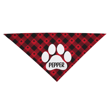 Plaid Paw Print Pet Bandana - Large