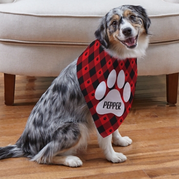 Plaid Paw Print Pet Bandana