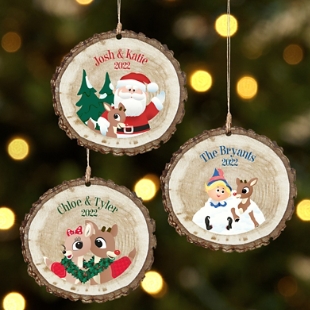 Rudolph® & Friends Rustic Round Ornament