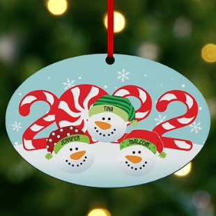 2022 Snowman Family Oval Bauble