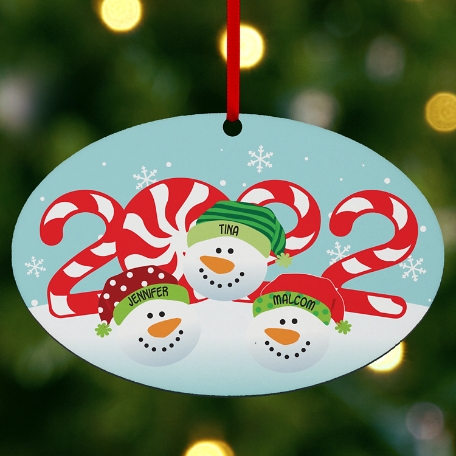 2022 Snowman Family Oval Ornament