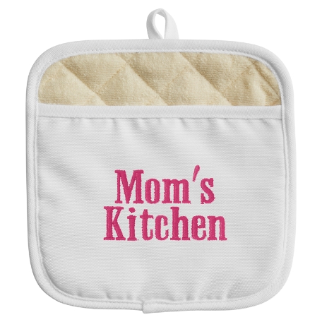 Any Message Embroidered Pot Holder - Pink Thread