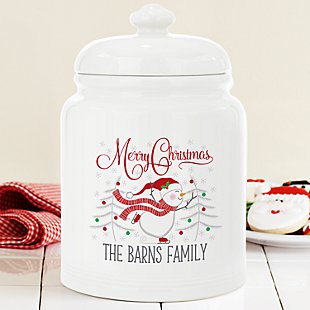 Berry Merry Snowman Ceramic Cookie Jar