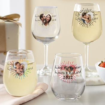 Bursting Heart Photo Message Wine Glass