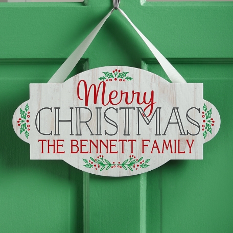 Christmas Hanging White Wood Sign