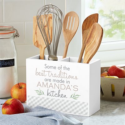 Family Traditions Wooden Utensil Caddy