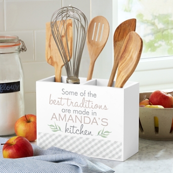 Family Traditions Wood Utensil Caddy