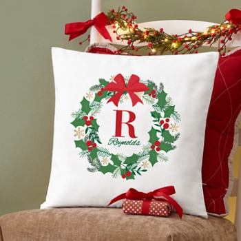 Festive Wreath Throw Pillow